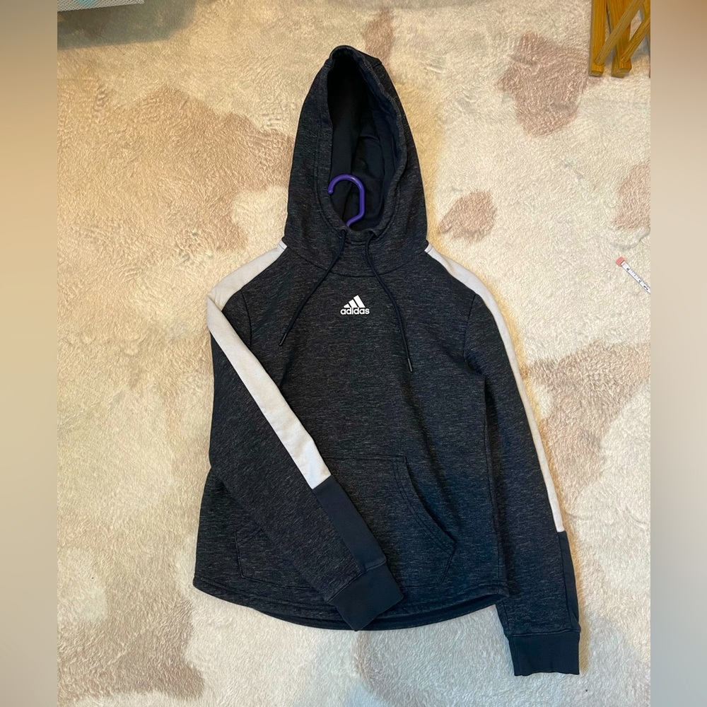 Adidas Heather black white stripe hoodie